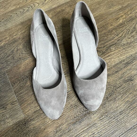 EILEEN FISHER GRAY suede Lily D’Orsay Wedge Heels sz 9 - Picture 5 of 8
